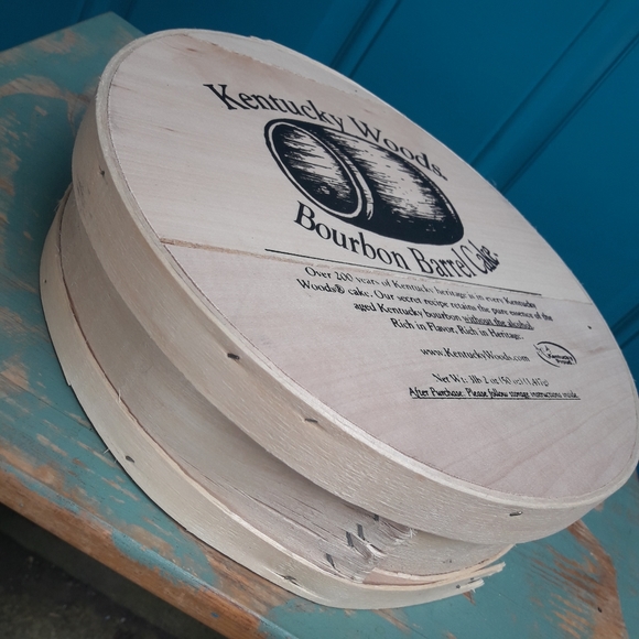 Round Box Wood Box with Lid Bourbon Storage Bin Container Hat Box Pantry Crafts - Picture 4 of 11